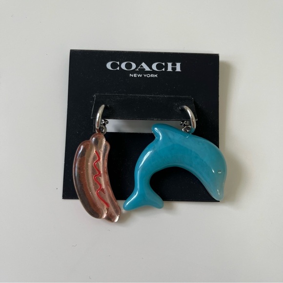 Rare Collectable 🌭🐬 Coach Hotdog Dolphin Mismatch Earrings - Picture 4 of 6